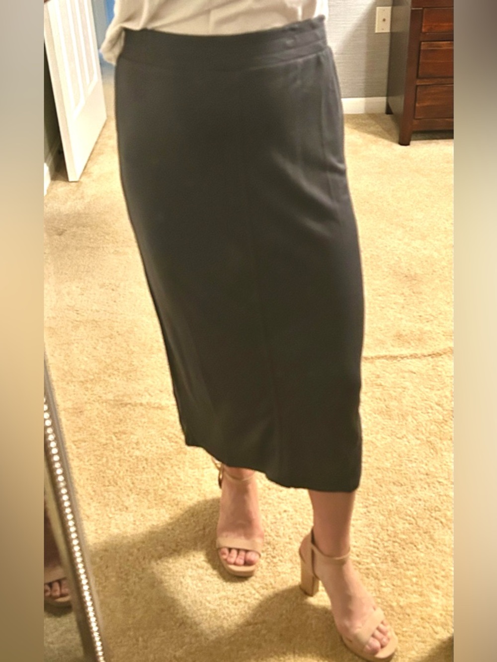 Modal charcoal grey Midi Pencil Skirt